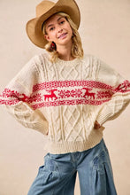 Load image into Gallery viewer, BiBi Christmas Theme Patterned Cable Knit Sweater