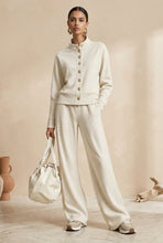 Load image into Gallery viewer, Women's Stand-Collar Button Cardigan & Wide-Leg Pants Set