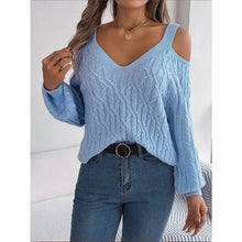 Load image into Gallery viewer, Fried-Dough Twist Off-Shoulder Lantern Sleeve Sweater