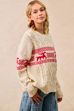 Load image into Gallery viewer, BiBi Christmas Theme Patterned Cable Knit Sweater