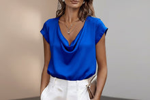 Load image into Gallery viewer, Women's Short-Sleeve Turtleneck Top – Loose Fit Casual Pullover
