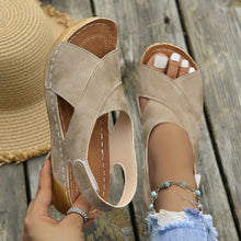 Load image into Gallery viewer, Women's Platform Roman Sandals | Open Toe Velcro Beach Sandals