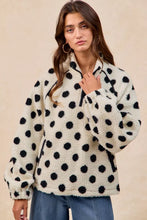 Load image into Gallery viewer, BiBi Polka Dot Sherpa Half Zip Up Top with Side Pocket