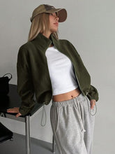 Load image into Gallery viewer, Stylish Zip-Up Long Sleeve Cropped Jacket Trendy & Lightweight Outerwear for a Chic Look