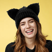 Load image into Gallery viewer, Women’s Thickened Acrylic Knitted Hat with Devil Ears | Cozy Beanie