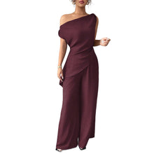 Load image into Gallery viewer, One-Shoulder Asymmetric Top & Wide-Leg Pants 2-Piece Set – Women's Elegant Co-ord Suit