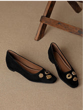 Load image into Gallery viewer, Women's French Retro Suede Pumps | Studded Slip-On Low-Cut Work Shoes with Hidden Lift | EU 36–40