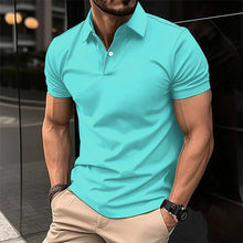 Load image into Gallery viewer, Summer Short Sleeve Polo Shirt Men Solid Color Button Lapel Button Top