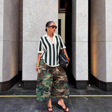 Load image into Gallery viewer, Women's Wide-Leg Cargo-Style Pants with Zipper & Button Detail