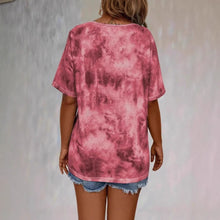 Load image into Gallery viewer, Women's Tie-Dye Print Drawstring T-Shirt – Loose Fit, Short Sleeve, Casual