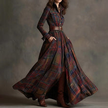 Load image into Gallery viewer, Women's Printed Lapel Slim-Fit Dress – Elegant Commuter Style