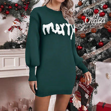 Load image into Gallery viewer, Women’s Knitted Round Neck Lantern-Sleeve Pullover Sheath