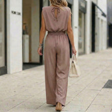 Load image into Gallery viewer, Women's Off-Shoulder Sleeveless Wide-Leg Jumpsuit – High Waist with Belt