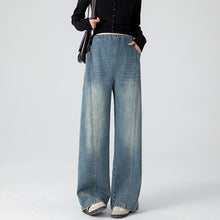 Load image into Gallery viewer, Retro Loose Straight-Leg High-Waist Floor-Length Wide-Leg Maternity Jeans