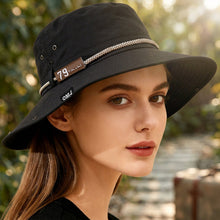 Load image into Gallery viewer, Leather Brim Letter Pattern Fisherman Hat