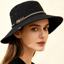 Load image into Gallery viewer, Wide-Brim Leather Patch Fisherman Hat – UV Sun Protection Outdoor Hat