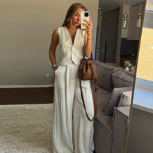 Load image into Gallery viewer, Women’s Vest Top & High Waist Wide Leg Pants Two Piece Set