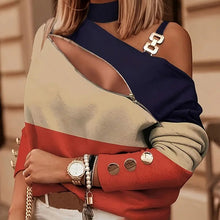 Load image into Gallery viewer, Women's Elegant Zip-Front Blouse