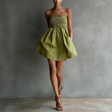 Load image into Gallery viewer, Women's Strapless Tube Mini Dress – Solid Color Elastic Waist