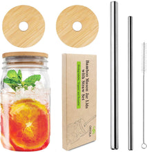 Load image into Gallery viewer, 🌿 Bamboo Mason Jar Lids with Straws – Leak-Proof, Reusable, and Eco-Friendly