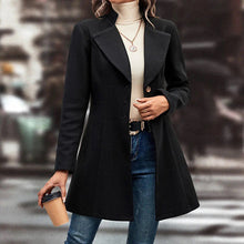 Load image into Gallery viewer, Women’s Winter Overcoat — Lapel Collar, Single-Breasted, Long Pea Coat