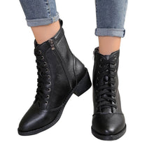 Load image into Gallery viewer, British Style High-Top Zipper Leather Boots — Women’s Trend Fashion Boots
