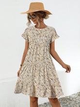 Load image into Gallery viewer, Floral Round Neck Short Sleeve Dress Elegant & Effortless Everyday Style Women Dress