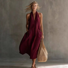 Load image into Gallery viewer, Women's Retro V-Neck Slip Dress – Loose Fit Sleeveless