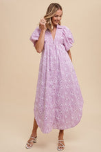 Load image into Gallery viewer, Romantic Floral Detail Puff Sleeve Dress Feminine Elegant Dress for Women Long Dress For Summer