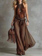 Load image into Gallery viewer, Leopard Print Sheer Wide-Leg Pants & Sleeveless Tank Top Set