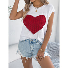 Load image into Gallery viewer, Women’s Heart Color Block Knit Top – Casual Sleeveless Valentine Tank