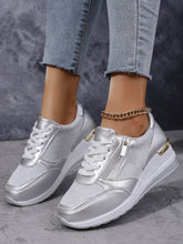Load image into Gallery viewer, Metallic Lace-Up Side Zipper Thick-Sole Sneakers – 3 Colors EU 37–44