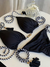 Load image into Gallery viewer, New Festival Flame Halter Bikini Set for Women – Triangle V-Neck Backless Two-Piece Swimsuit with Tie Side Bottoms & Adjustable Lace-Up Fit – Sleek Polyamide Swimwear for Koningsdag/King’s Day & Summer Beach Celebrations