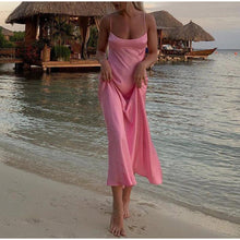 Load image into Gallery viewer, Women Camis Satin Long Dresses Elegant Sleeveless Slip Holiday Party Dresses Sexy Casual Backless Summer Dresses