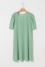 Load image into Gallery viewer, Blossom Corded Crew Neck Puff Sleeve Mini Dress