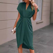 Load image into Gallery viewer, Pleated A-Line Midi Dress – V-Neck Sleeveless Summer Dress