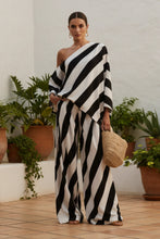 Load image into Gallery viewer, Women's Retro Striped Batwing Top & Wide-Leg Pants Two-Piece Set