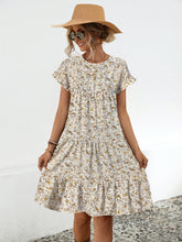 Load image into Gallery viewer, Floral Round Neck Short Sleeve Dress Elegant & Effortless Everyday Style Women Dress
