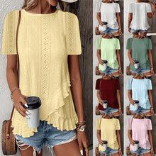 Load image into Gallery viewer, Women’s Casual Solid Color Short Sleeve Crew Neck Top