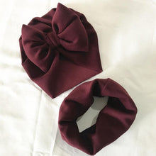 Load image into Gallery viewer, Baby Cotton Hat Autumn Winter Children Scarf Hat Sets Bowknot Ear Baby Girl Boy Warm Beanies Cap Neck Warmer Scarf Fleece Balaclava Hood Ski Mask Cold Weather Face Mask Neck Warmer Winter Nose Warmer