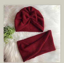 Load image into Gallery viewer, Baby Cotton Hat Autumn Winter Children Scarf Hat Sets Bowknot Ear Baby Girl Boy Warm Beanies Cap Neck Warmer Scarf Fleece Balaclava Hood Ski Mask Cold Weather Face Mask Neck Warmer Winter Nose Warmer