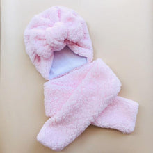 Load image into Gallery viewer, Baby Cotton Hat Autumn Winter Children Scarf Hat Sets Bowknot Ear Baby Girl Boy Warm Beanies Cap Neck Warmer Scarf Fleece Balaclava Hood Ski Mask Cold Weather Face Mask Neck Warmer Winter Nose Warmer