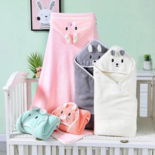 Load image into Gallery viewer, Baby Hooded Bath Towels Cartoon Animal Newborn Soft Towel Blanket Toddler Bathrobe Warm Sleeping Swaddle Wrap for Boys Girls
