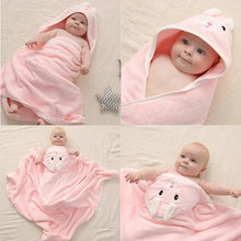 Load image into Gallery viewer, Baby Hooded Bath Towels Cartoon Animal Newborn Soft Towel Blanket Toddler Bathrobe Warm Sleeping Swaddle Wrap for Boys Girls