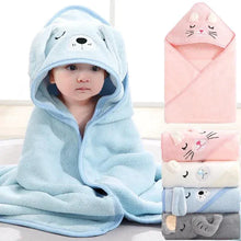 Load image into Gallery viewer, Baby Hooded Bath Towels Cartoon Animal Newborn Soft Towel Blanket Toddler Bathrobe Warm Sleeping Swaddle Wrap for Boys Girls