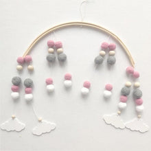Load image into Gallery viewer, Baby Nordic Wooden Beads Wind Chimes with Wool Balls Nursery Mobile Crib Bed Bell Baby Bedroom Ceiling Wooden Beads Wind Chime Hanging Newborn Baby Bed Hanging Wind-bell Crib Tent Kids Room Decorations Ornaments