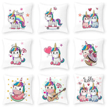 Load image into Gallery viewer, Baby Shower Unicorn Pillow Case Decorative Cute Pillowcase Pillow Protector Cushion Girl Unicorn Flowers Rose Pillow Case Sofa Bed Pillow Cover Prefect Gifts For Kids Party 45x45CM