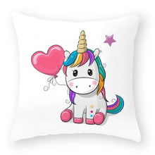 Load image into Gallery viewer, Baby Shower Unicorn Pillow Case Decorative Cute Pillowcase Pillow Protector Cushion Girl Unicorn Flowers Rose Pillow Case Sofa Bed Pillow Cover Prefect Gifts For Kids Party 45x45CM