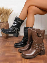 Load image into Gallery viewer, Flare Formal Dress Boots: Round Toe Block Heels