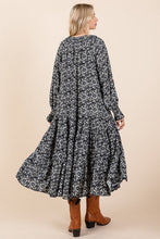 Load image into Gallery viewer, Printed Tie Neck Flounce Sleeve Midi Dress For Women – Fluttering, Feminine and Playful Midi Dress with Ruffled Details